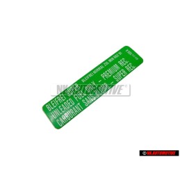 Original VW Sticker Min. Roz. 91 Bleifrei Super - 034010018N