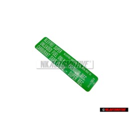 Original VW Sticker Min. Roz. 91 Bleifrei Super - 034010018N