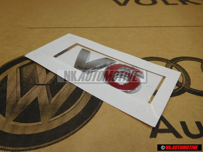 Original VW V6 Rear Badge Emblem Chrome Red - 1J0853675H GQF