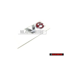 Original VW V6 Rear Badge Emblem Chrome Red - 1J0853675H GQF