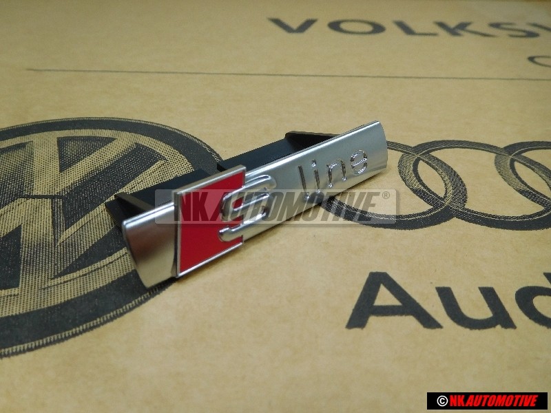 Original Audi S-LINE Front Grill Badge Emblem Chrome Red - 8P4853736A 2ZZ