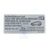 Original VW Data Plate For Tyre Pressure - 2K0010689L