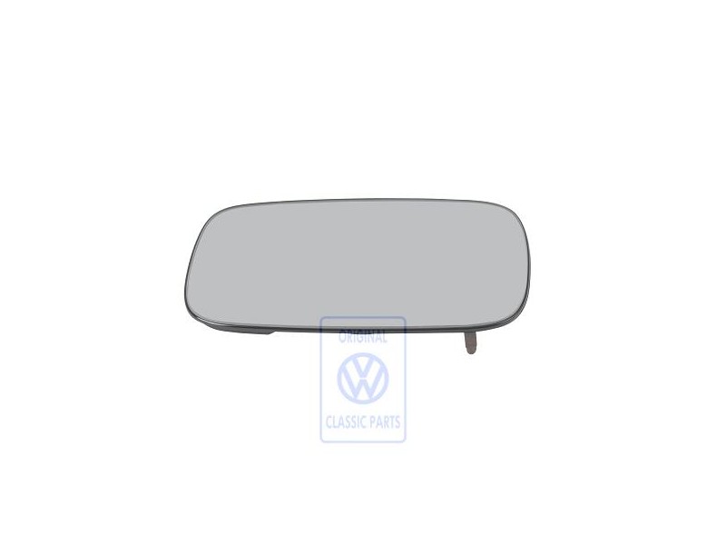 Original VW Mirror Glass (Flat) With Plate - 357857521E